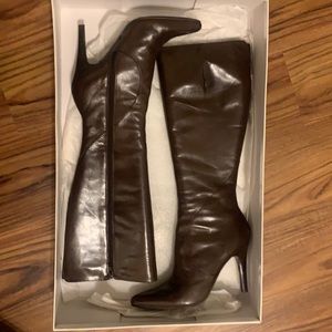Nine West Healed Tall Boots Gallnanto Brown Leather